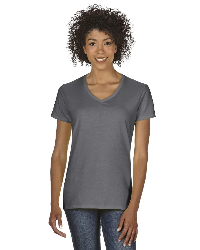 Cash Savings Gildan Ladies Heavy Cotton 5.3 oz. V-Neck T-Shirt | Charcoal