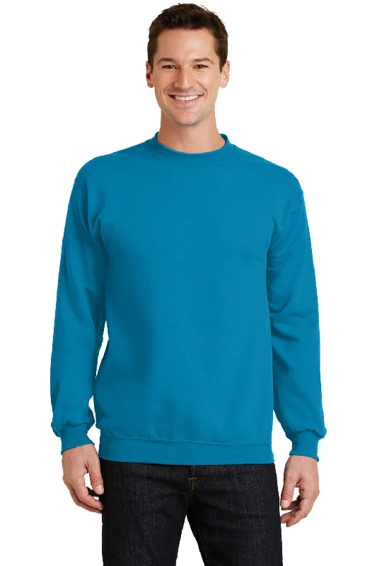 Best Choice Port & Company Mens Core Pill Resistant Fleece Crewneck Sweatshirt - Neon Blue