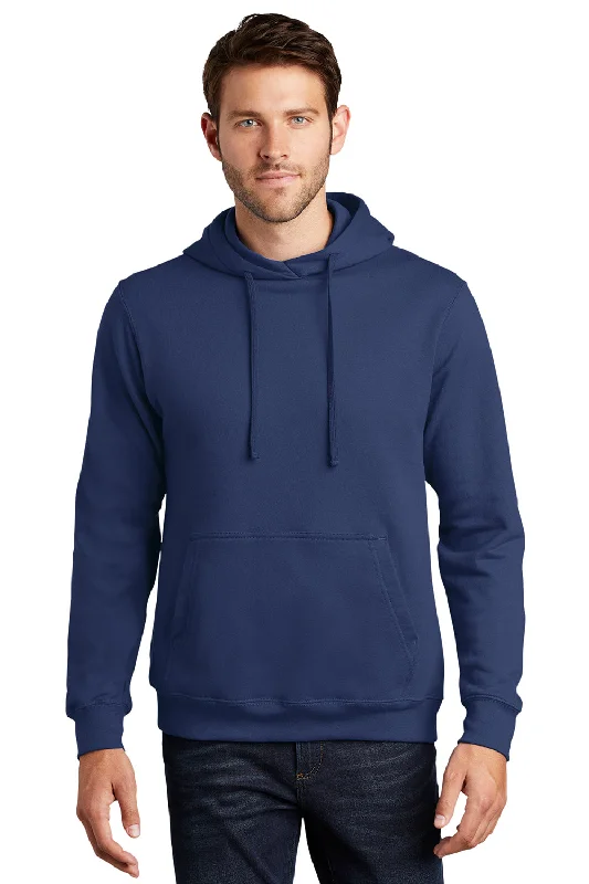 Overstock Sale Port & Company Mens Fan Favorite Fleece Hooded Sweatshirt Hoodie w/ Pouch Pocket - Team Navy Blue