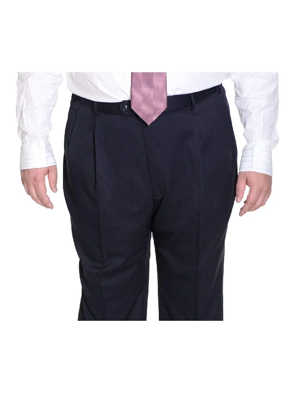 Unmissable Offer Palm Beach Mens Solid Navy Blue Double Pleated Wool Blend Dress Pants