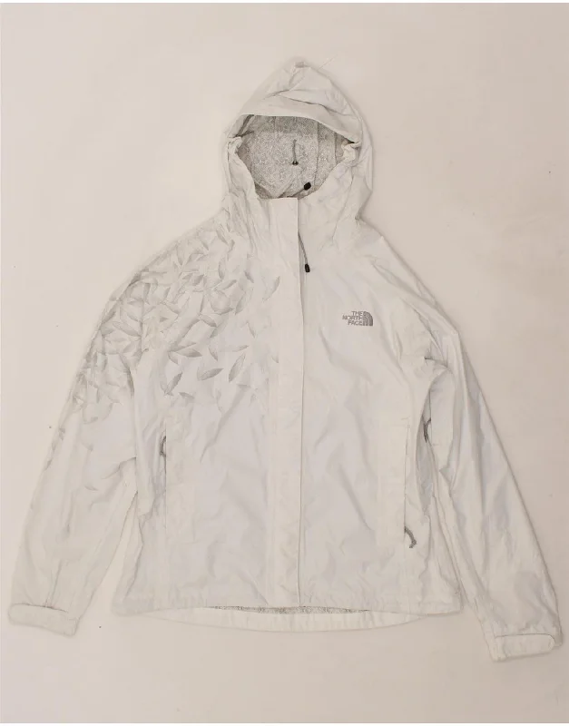 THE NORTH FACE Womens Abstract Pattern Rain Jacket UK 10 Small  White