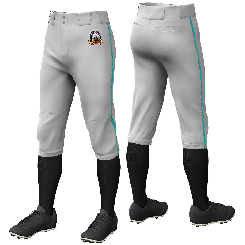 Great Deals Custom Gray Aqua Classic Fit Stretch Practice Knickers Baseball Pants
