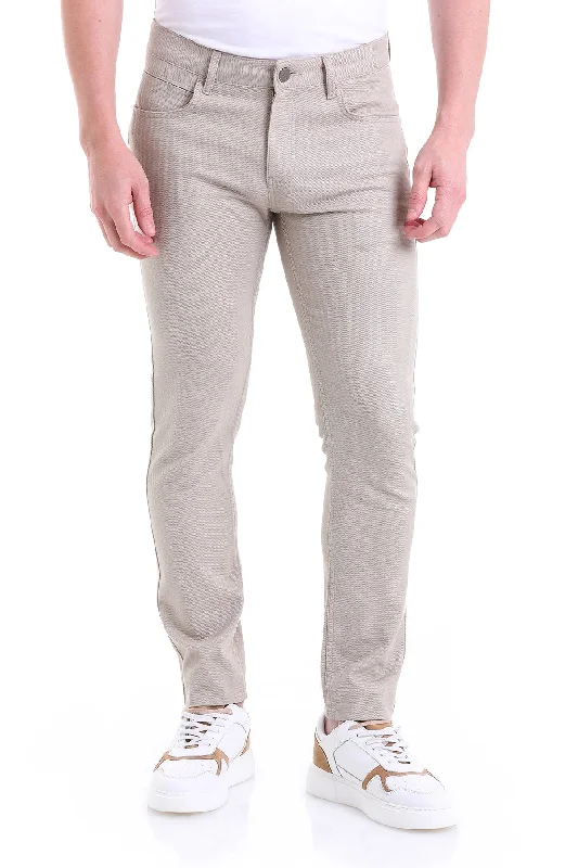 Make Your Weekend Count with Savings Slim Fit Low Waist Beige Cotton Casual Pants
