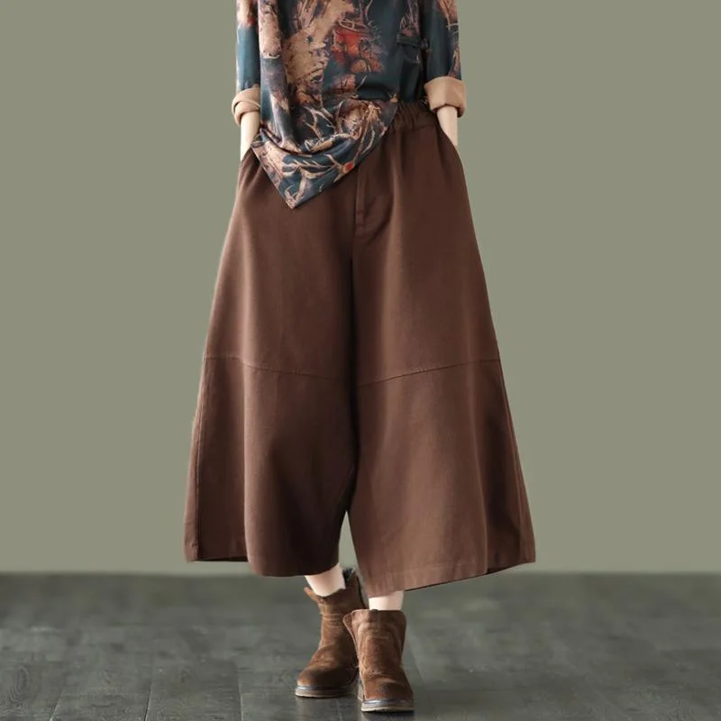 Loose Casual Elastic Waist Wide Leg Pants