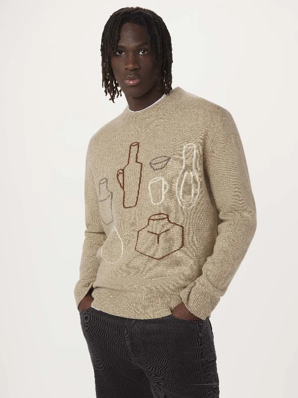 Low Prices The Lambswool Intarsia Sweater in Natural Beige