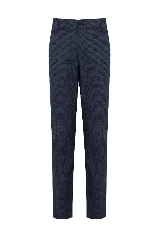Reduced Prices Regular Fit Side Pocket High Waist Navy Cotton Casual Pants