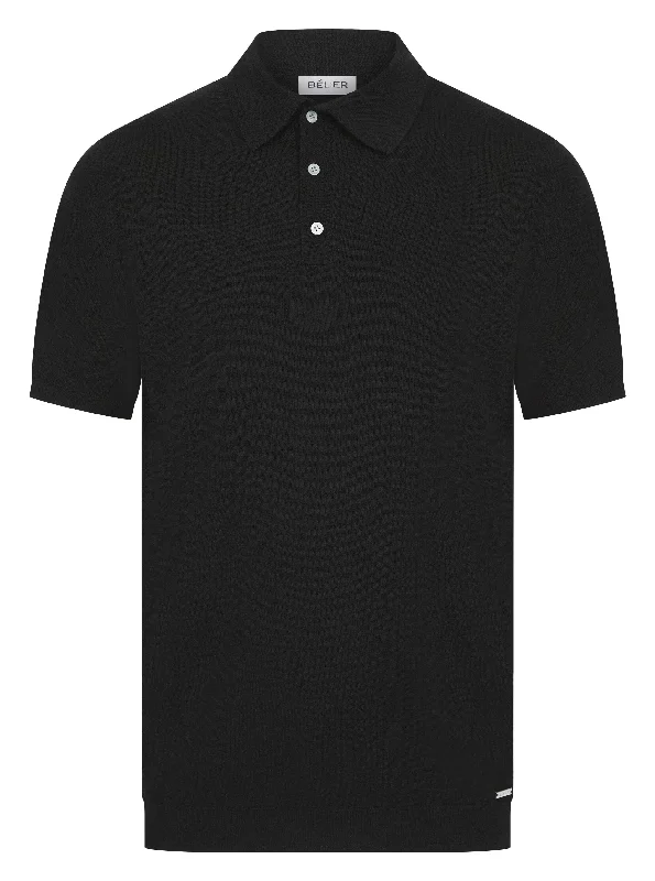 Doorbuster Deal Black Button Merino Polo