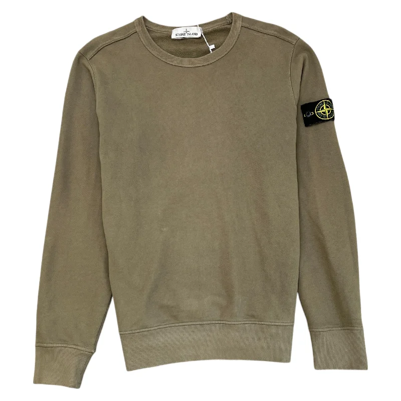 Final Clearance Men's Applique Logo Sweatshirt Khaki Size M