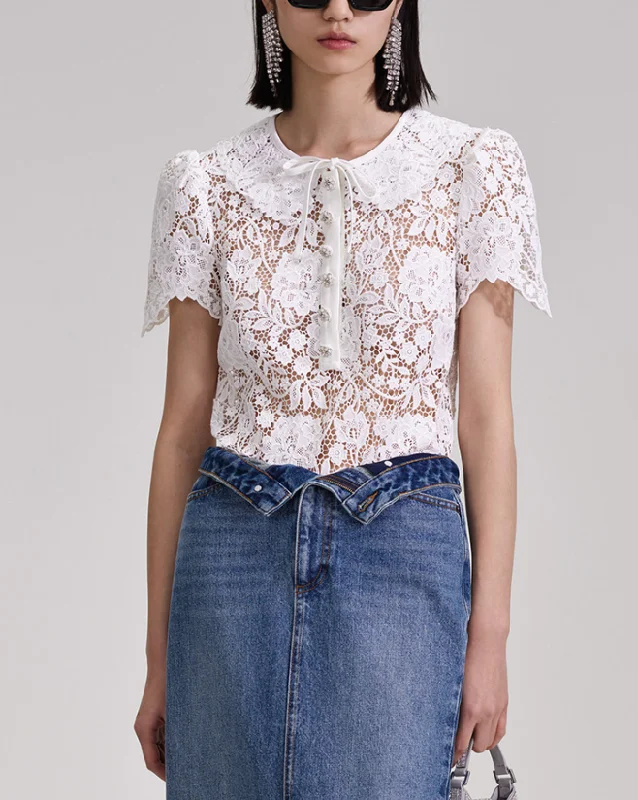 self-portrait Lace Collar Top