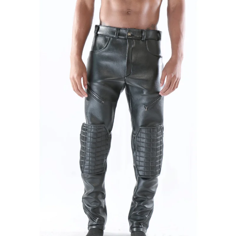 Crazy Savings Custom Black leather trouser with removable knee pads