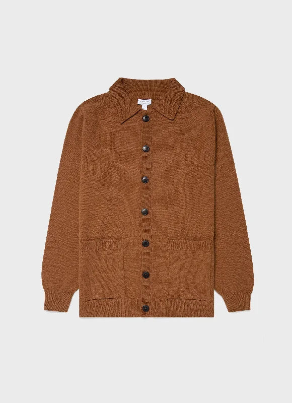 Factory Direct Sale Men's Lambswool Jacket in Dark Camel