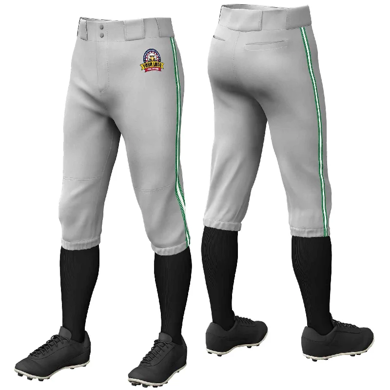 Weekend Discounts to Snag Custom Gray Kelly Green White-Kelly Green Classic Fit Stretch Practice Knickers Baseball Pants