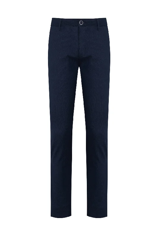 Flash Sale Slim Fit Navy Side Pocket Cotton Casual Pants
