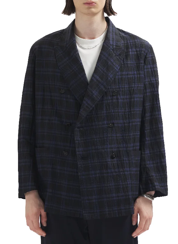 Exclusive Preview Imported Hybrid Linen Seersucker Double Breasted Soft Blazer