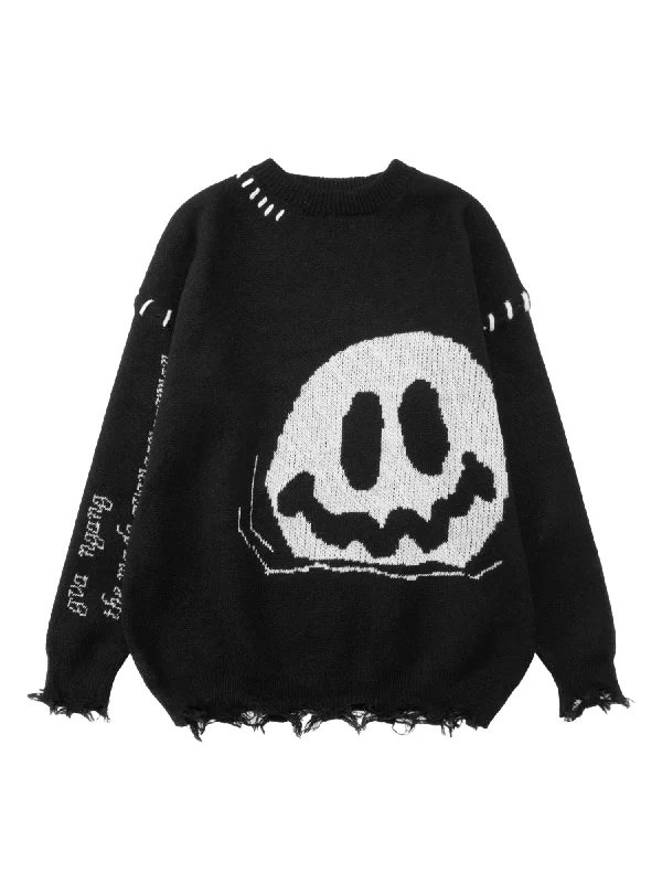 Shop Now Thesupermade Dark Smiley Face Crewneck Sweater