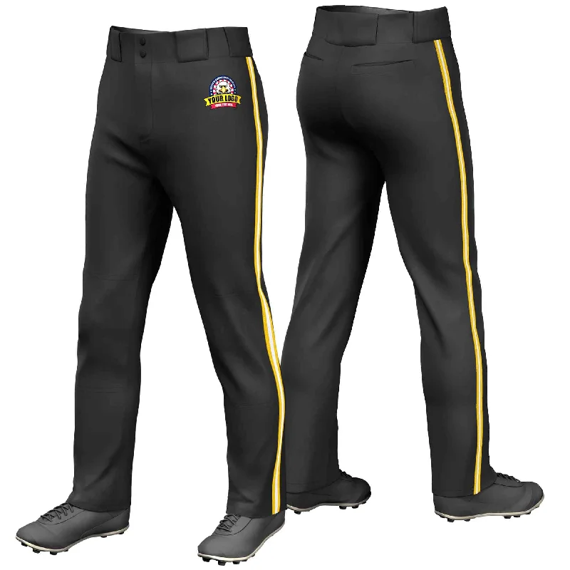 Lowest Price Custom Black Yellow White-Yellow Classic Fit Stretch Practice Loose-fit Baseball Pants
