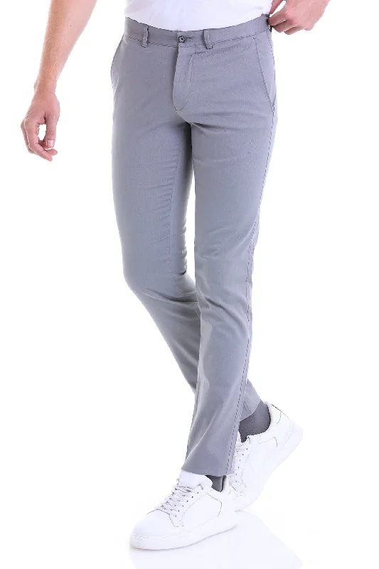Weekend Discounts to Relish Dynamic Fit Side Pocket Low Waist Cotton Gray Casual Pants