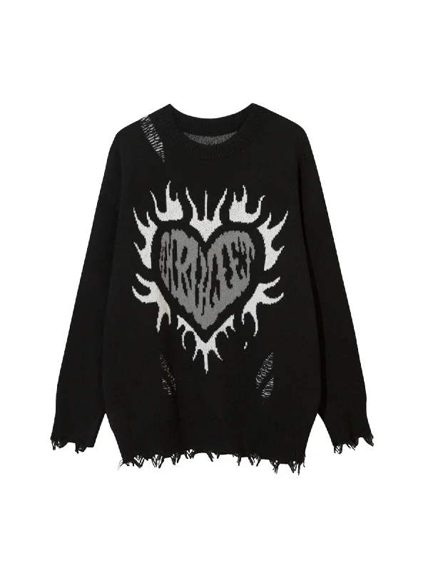 Reduced Price Thesupermade Flame Heart Sweater
