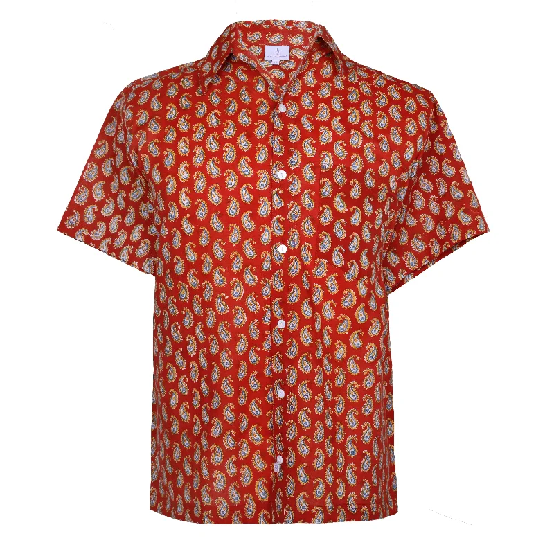 Special Discount Pallas Red Paisley Men's Short Sleeve Shirt store credit only