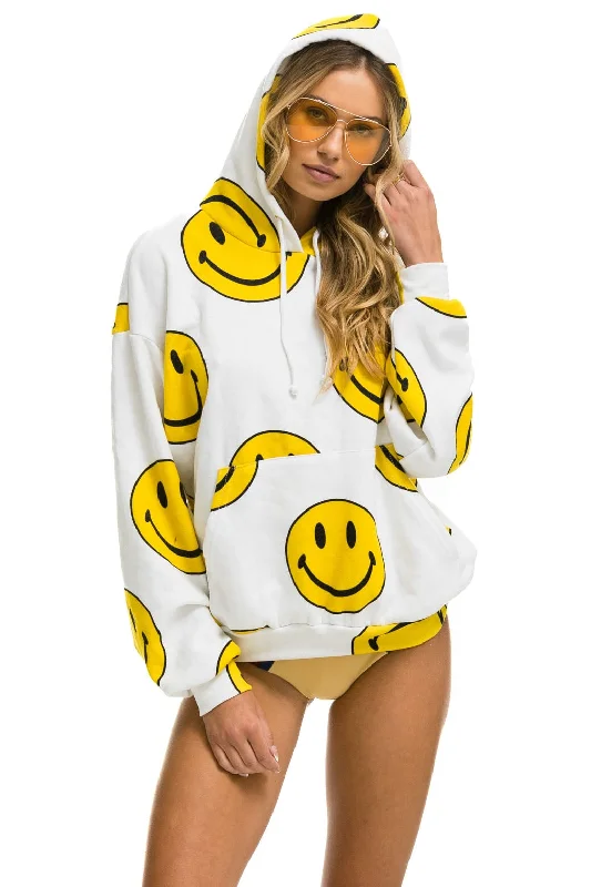 Year-End Clearance SMILEY REPEAT RELAXED PULLOVER HOODIE - WHITE