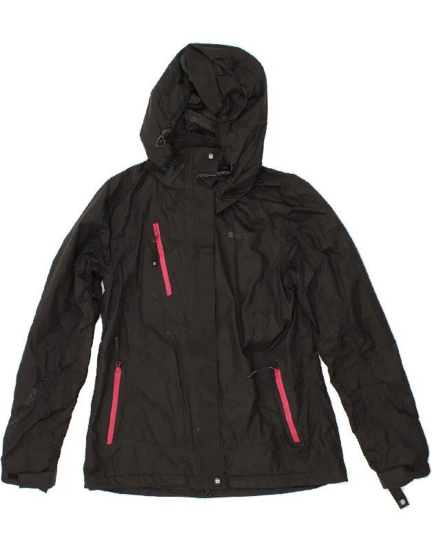 MOUNTAIN WAREHOUSE Womens Loose Fit Hooded Rain Jacket UK 10 Small Black