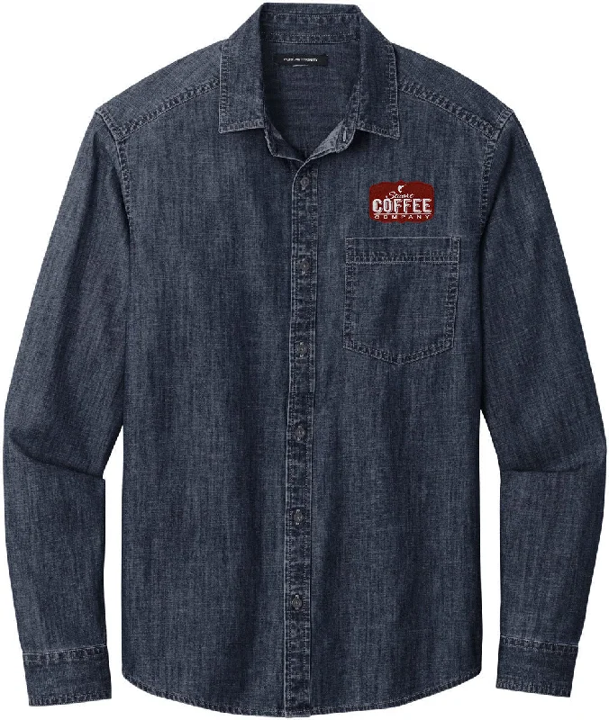 Weekend Bargains Await You Port Authority Long Sleeve Perfect Denim Shirt