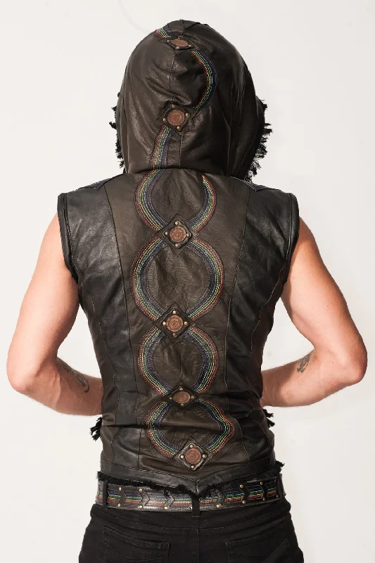 Deal Explosion Rainbow Serpent Mens Cut Leather Jacket