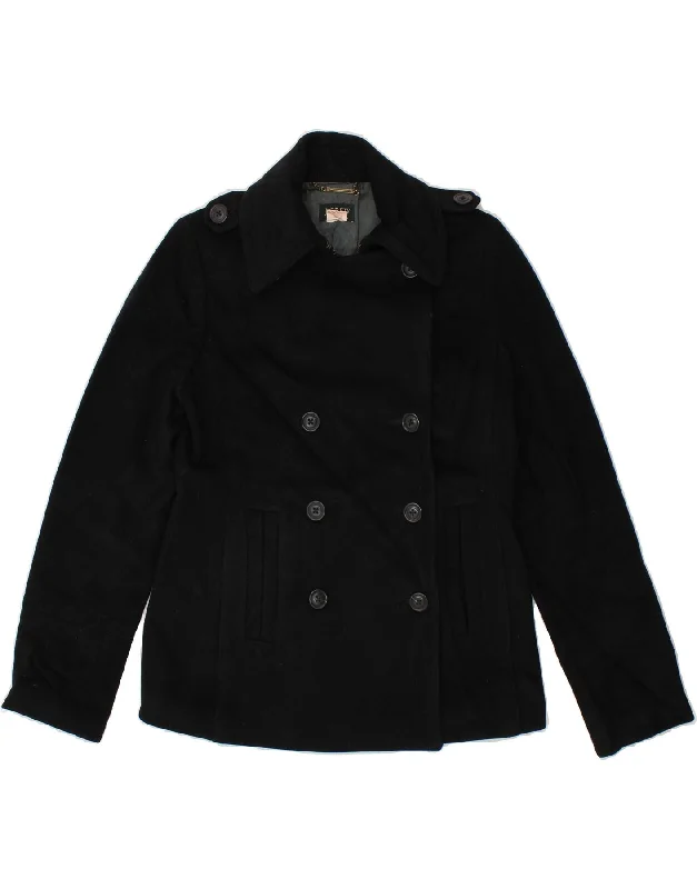 J. CREW Womens Pea Coat UK 10 Small Black Wool