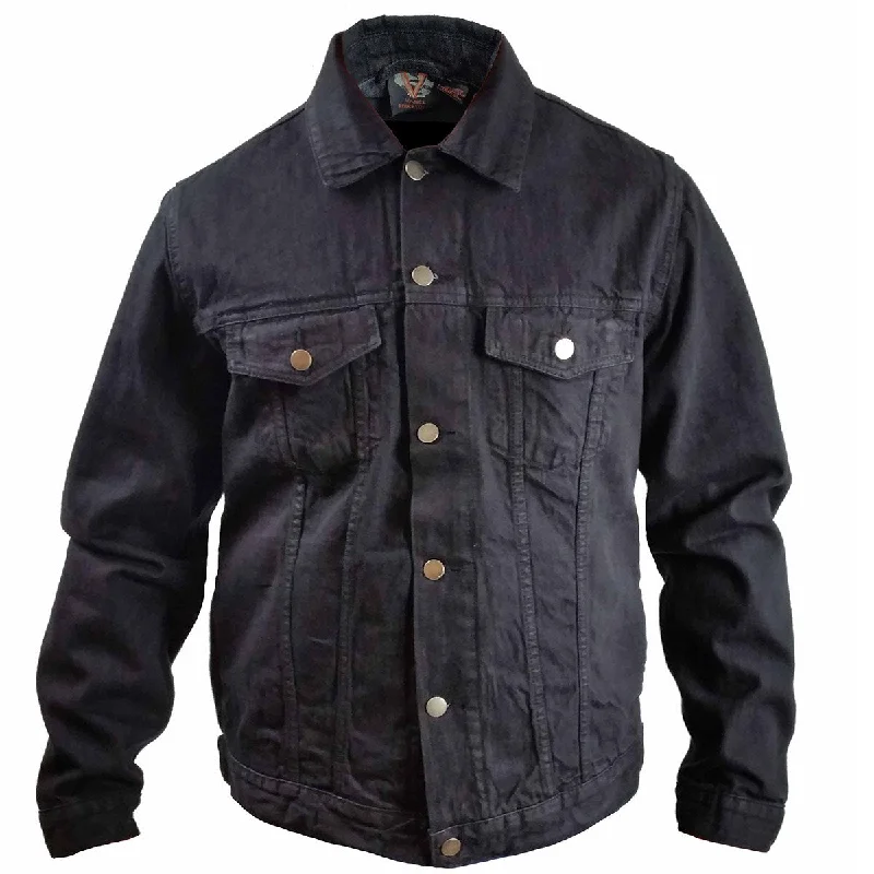 Deal Zone [Closeout] VB510 Men's Black Heavy Duty Denim Button Front Jacket
