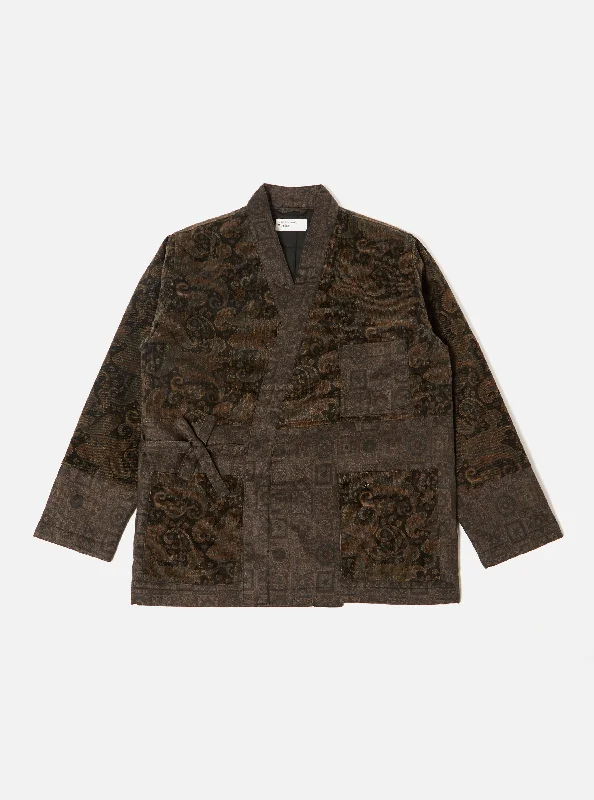 Weekend Bargains Galore Universal Works Quilted Kyoto Work Jacket in Black Japanese Print Twill/Cord