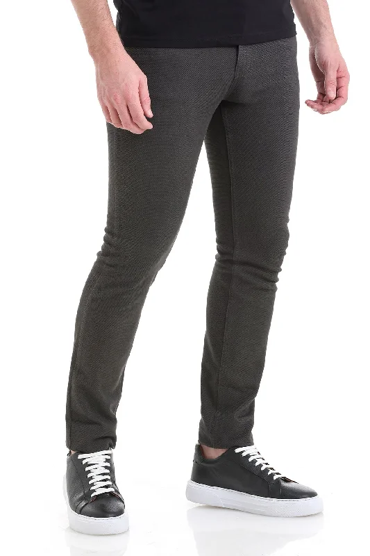 Price Cut Slim Fit 5 Pocket Low Waist /  Unpleated Cotton Casual Pants, Gray D.