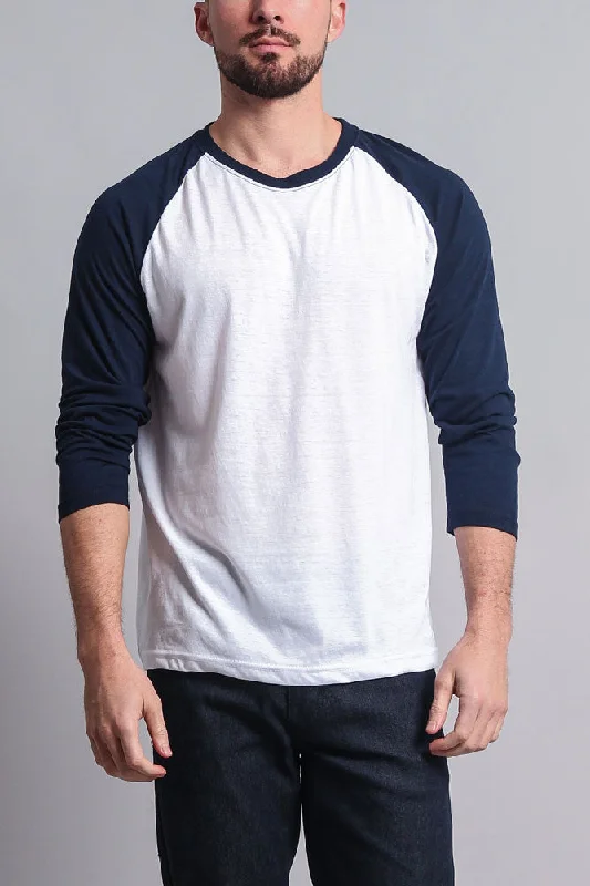 Final Sale Men's Baseball T-Shirt (White/Navy)