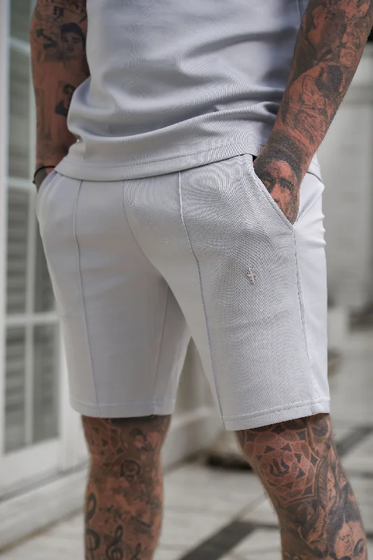 Limited Quantity Father Sons Scuba Light Grey / Silver Elasticated Drawstring Pintuck Shorts - FSH1041