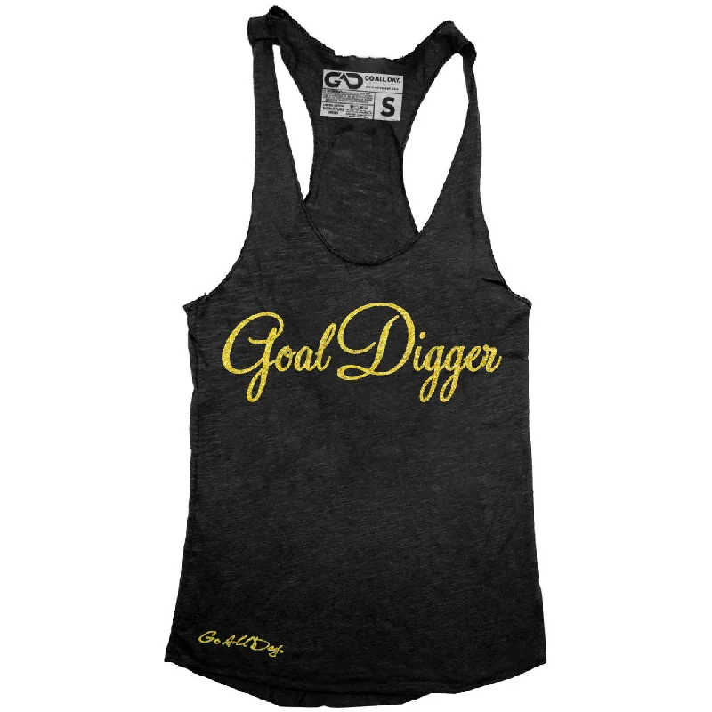 "GOAL DIGGER" Signature Series Racerback Tank (Black w/ Glitter Gold)