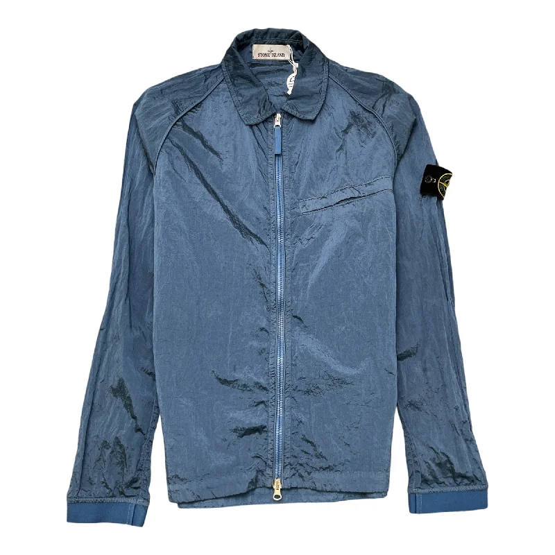 Closeout Sale Men's Applique Logo Nylon OverShirt Blue Size S