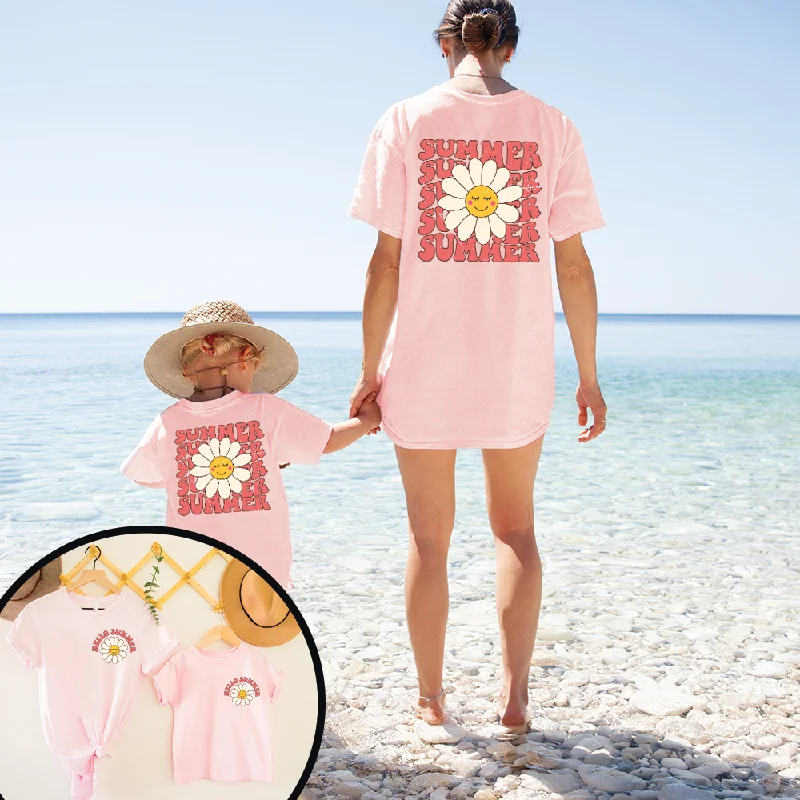 Hello Summer Front & Back Graphic Matching T-shirts