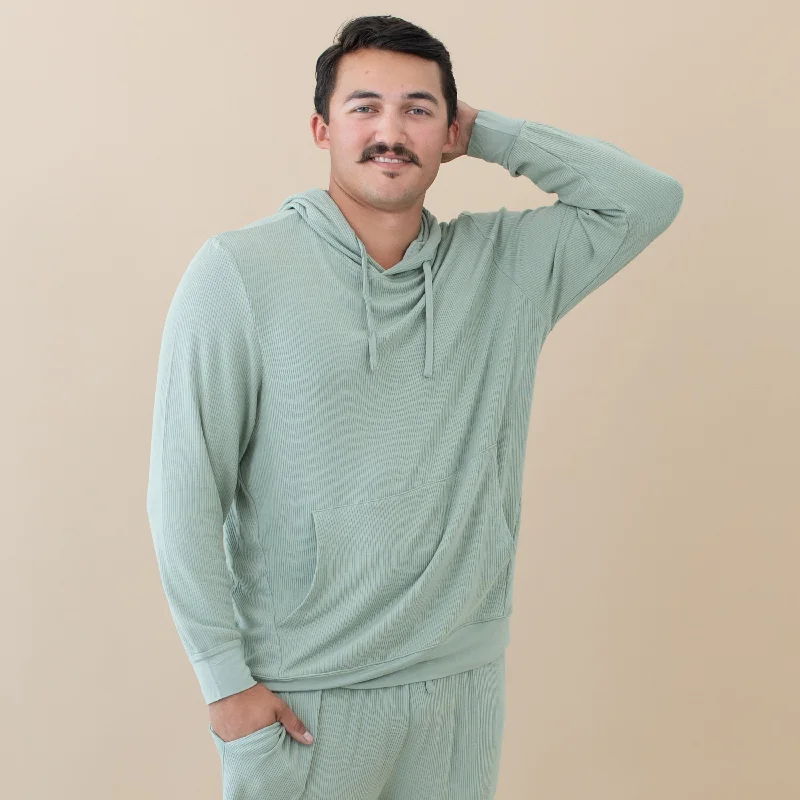 Price Cut Men's Ribbed Hoodie in Thyme
