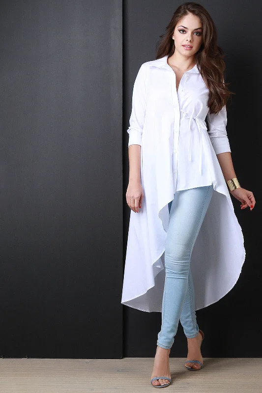 Asymmetrical Hem Button Up Maxi Top