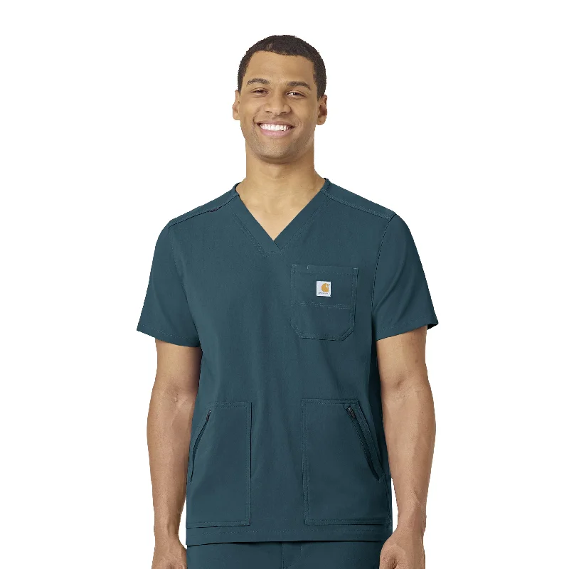 Weekend Offers That Amaze Carhartt Rugged Flex Peak Men's 5-Pocket V-Neck Scrub Top - Caribbean Blue