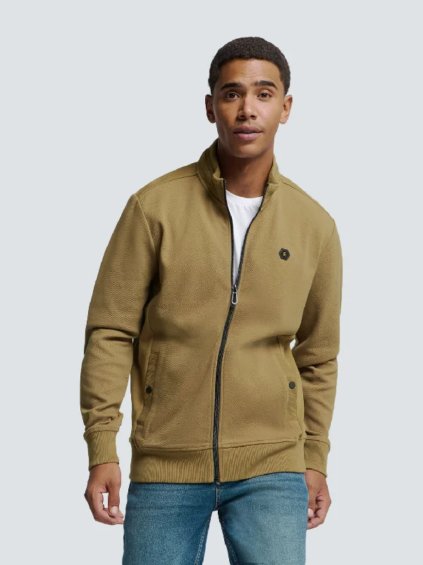 Take Advantage Vest with Twill Jacquard and Zipper | Khaki