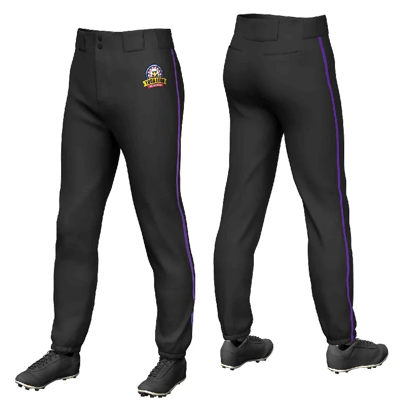 Unmissable Offer Custom Black Purple Classic Fit Stretch Practice Pull-up Baseball Pants