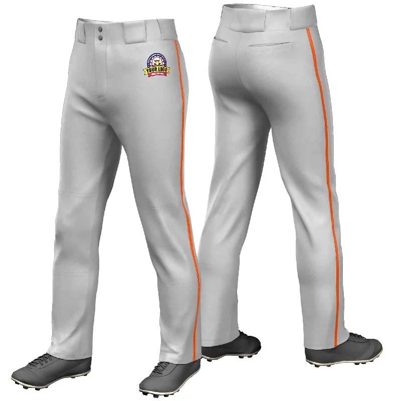 Fantastic Offers Custom Gray Orange Classic Fit Stretch Practice Loose-fit Baseball Pants