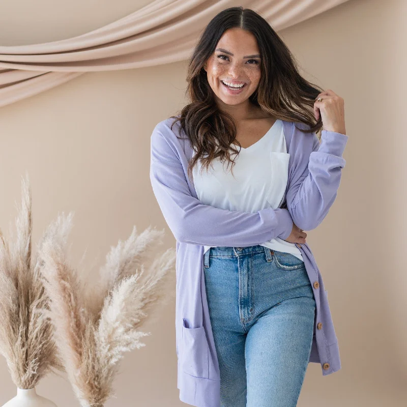 Value Deals Bamboo Jersey Adult Cardigan in Taro