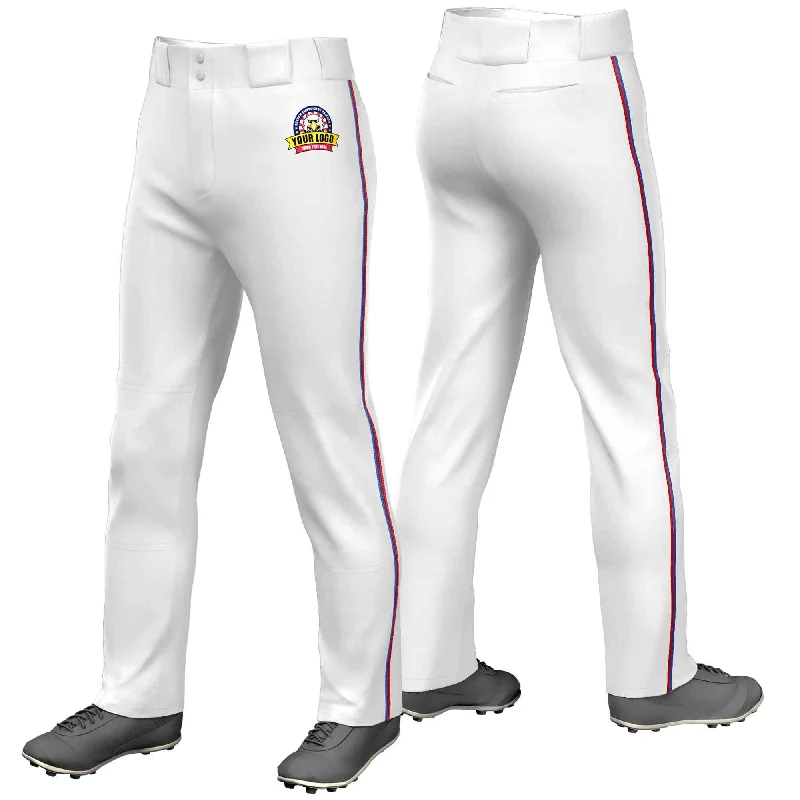 Season Finale Sale Custom White Royal-Red Classic Fit Stretch Practice Loose-fit Baseball Pants