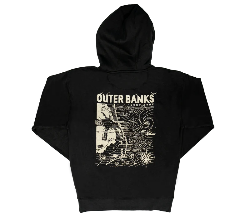 Reduced Prices REAL Outer Banks Map Hooded Sweatshirt-Vintage Black