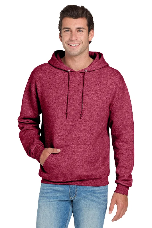Hurry In Jerzees Mens NuBlend Pill Resistant Fleece Hooded Sweatshirt Hoodie w/ Pouch Pocket - Vintage Heather Red
