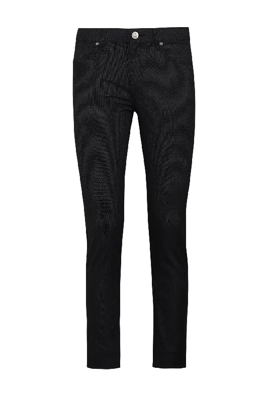 Crazy Deal Slim Fit Micro-Dot Low Waist Black Cotton Casual Pants