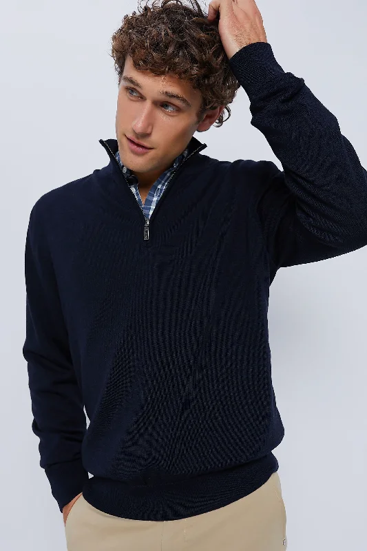 Weekend Bargains Galore Navy Gamlan Half Zip Sweater