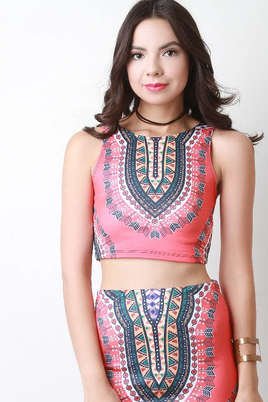 African Print Sleeveless Crop Top