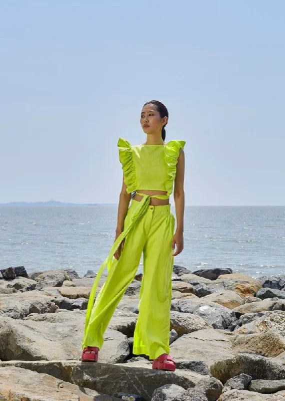 Neon Green High-Waisted Trouser